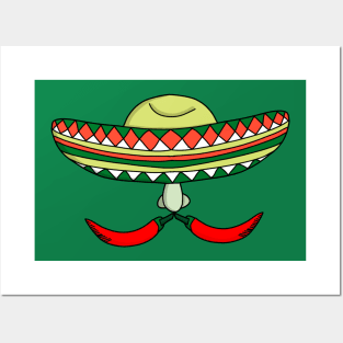 Mexican Peppers Mustache Posters and Art